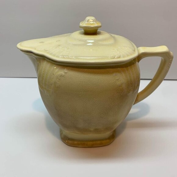 1932 Vintage Crown Potteries Company Yellow Lidded Pitcher - Picture 4 of 10
